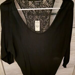 Express Black Lace Detail Women's Blouse